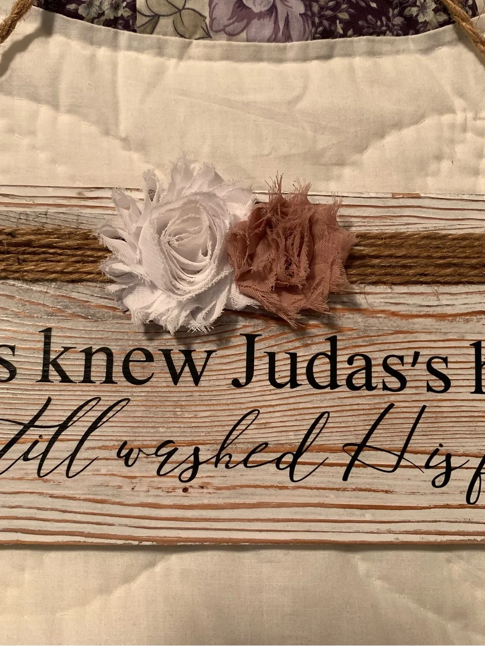Handmade (by me) Rustic White and Brown Religious Wall Sign -Inspirational Quote